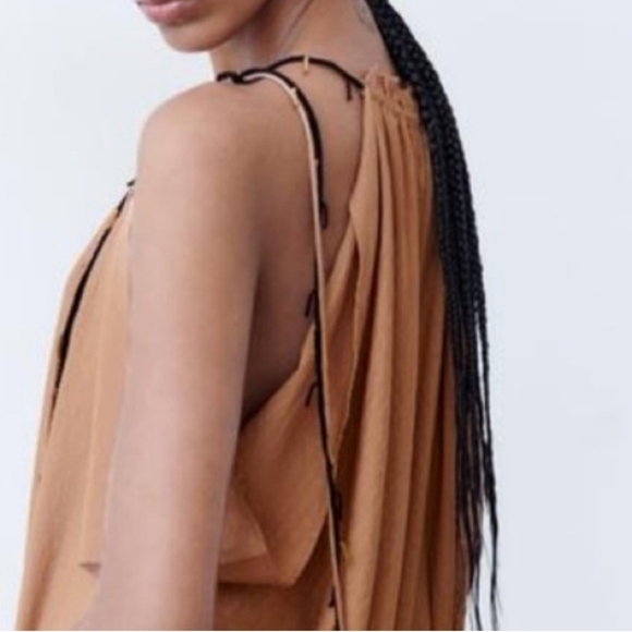 New Zara Kaftan Beaded Neckline Maxi Dress/Swim Beach Cover-Up  NWT XL - Picture 5 of 16